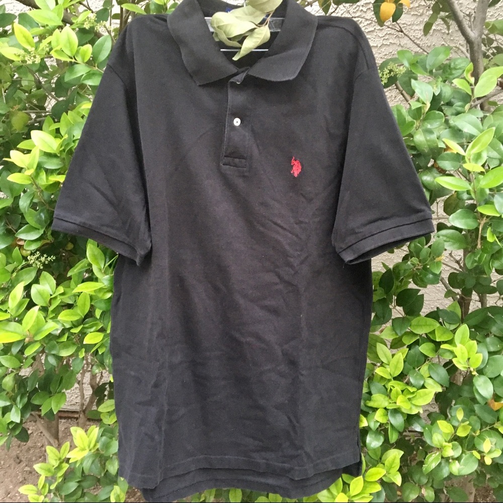 U.S. Polo Assn. Black Men Collared Cotton Shirt